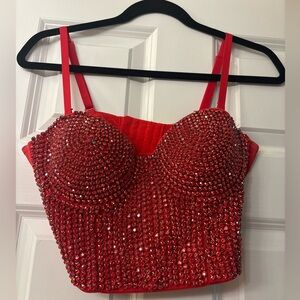 Windsor Rhinestone Red Corset Top